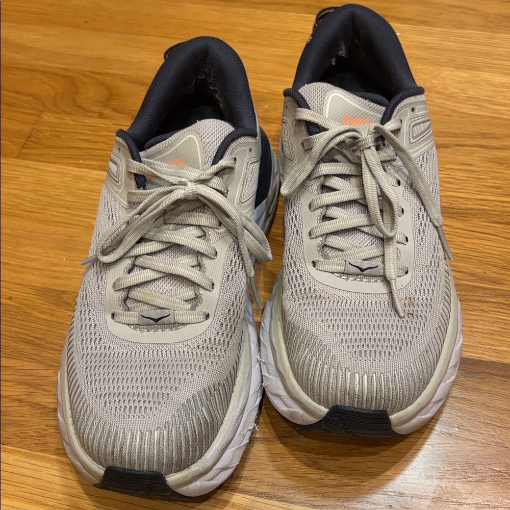 Hoka Bondi 7 Gray/peach/navy Athletic Shoes - Picture 8 of 11